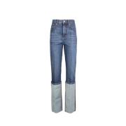 Højtaljet Slim Fit Blå Jeans