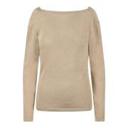 Guld Lamé Sweater med Draperet Ryg