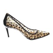 Lav Profil Leopard Print Stiletto Hæle