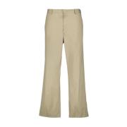 Beige Straight Cut Cotton Pants