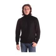 Sort Ribstrikket Højhalset Sweater