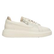 Beige Læder Lynlås Sneakers