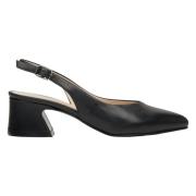 Kvinders Sorte Læder Slingback Pumps ER00112812