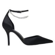 Elegante Sorte Krystal Spidse Pumps