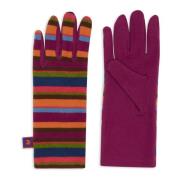 Stribet Fuchsia Fleece Handsker