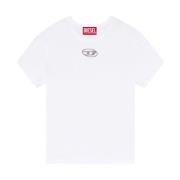 Hvid Bomulds T-shirt med Cut-out Oval D Logo