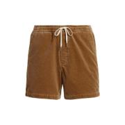 Corduroy Shorts Lige Snit Logo Broderi