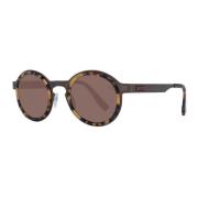 Bronze Oval Polarized Solbriller Blå Linser