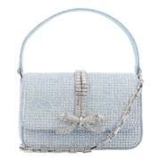 Lys Blå Rhinestone Denim Baguette Håndtaske