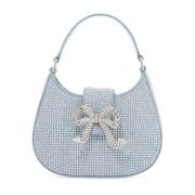 Denim Rhinestone Crescent Taske