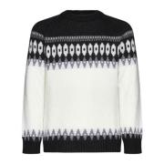 Intarsia Strik Sweater Sort Hvid Mønster