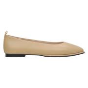 Beige Læder Ballet Flats