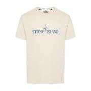 Beige Jersey Crew Neck Logo T-shirt