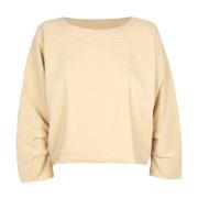 Beige Linned Silke Løs Top