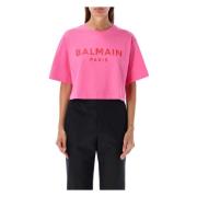 Cropped Logo T-Shirt Fucsia Rose