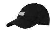 Sort Stretch Bomuld Baseball Cap med Metal Logo