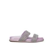 Glitrende flad sandal med rhinestone stropper