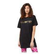 Sort Bomuld Oversized T-shirt Front Print