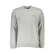 Grå Fleece Sweatshirt med Broderi