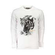 Hvid Bomulds Sweatshirt med Print Logo