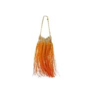 Orange Raffia Frynser Skuldertaske