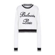 Strikket Crew Neck Sweater Broderet Logo