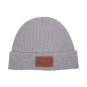 Uld og Læder Beanie Hat