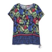 Tropisk Print Viskose Bluse