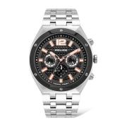 Elegant Dual Time Stainless Steel Watch