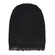 Sort Uld Kashmir Beanie Kvinde Flettet