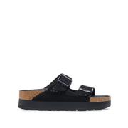 Sorte Platform Sandaler Nylon Tå