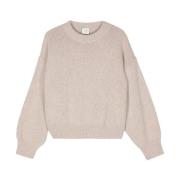 Beige Uld Crewneck Jumper