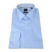 Slim Fit Bomuld Poplin Skjorte Nem Strygning Model 50512842 Lyseblå