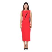 Rød Bodycon Midi Kjole