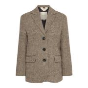 Brun Tweed Mix Jakke Klassisk Stil