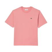 Pink T-shirt med Ribbed Krave