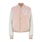 Pink Wool Blend Bomber Jacket