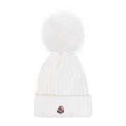 Hvid Strik Pompom Hat