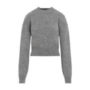 Grå Alpaka Uld Pullover Sweater