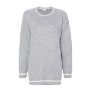 Jacquard Logo Sweater Grå/Hvid