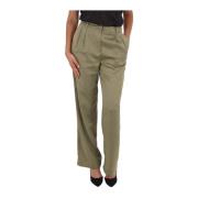 Satin straight pants - Green