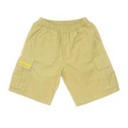 Cargo Shorts Beige Bomuld Elastisk Talje