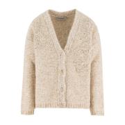 Blomstret Paillet Strik Cardigan