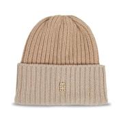 Chic Beige Ribbed Knit Beanie