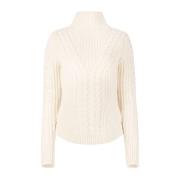 Twisted Wool Turtleneck Sweater i Beige