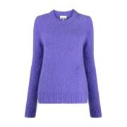 Amaranth Purple Børstet Crew Neck Striktrøje