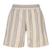 Bomuld Elastisk Talje Shorts Beige Lyseblå