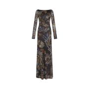 Blomstret Paisley Print Sheath Kjole