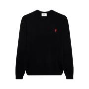 Rød Crewneck Sweater med Ami de Coeur Broderi