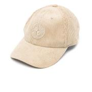 Ribbet Beige Hat med Logo Broderi